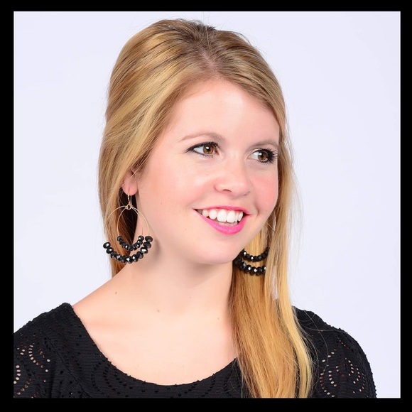 Amrita Singh Gold Tone Brass 2-Tier 
Hoop Earring With Resin Bead Embellishments - Picture 3 of 3